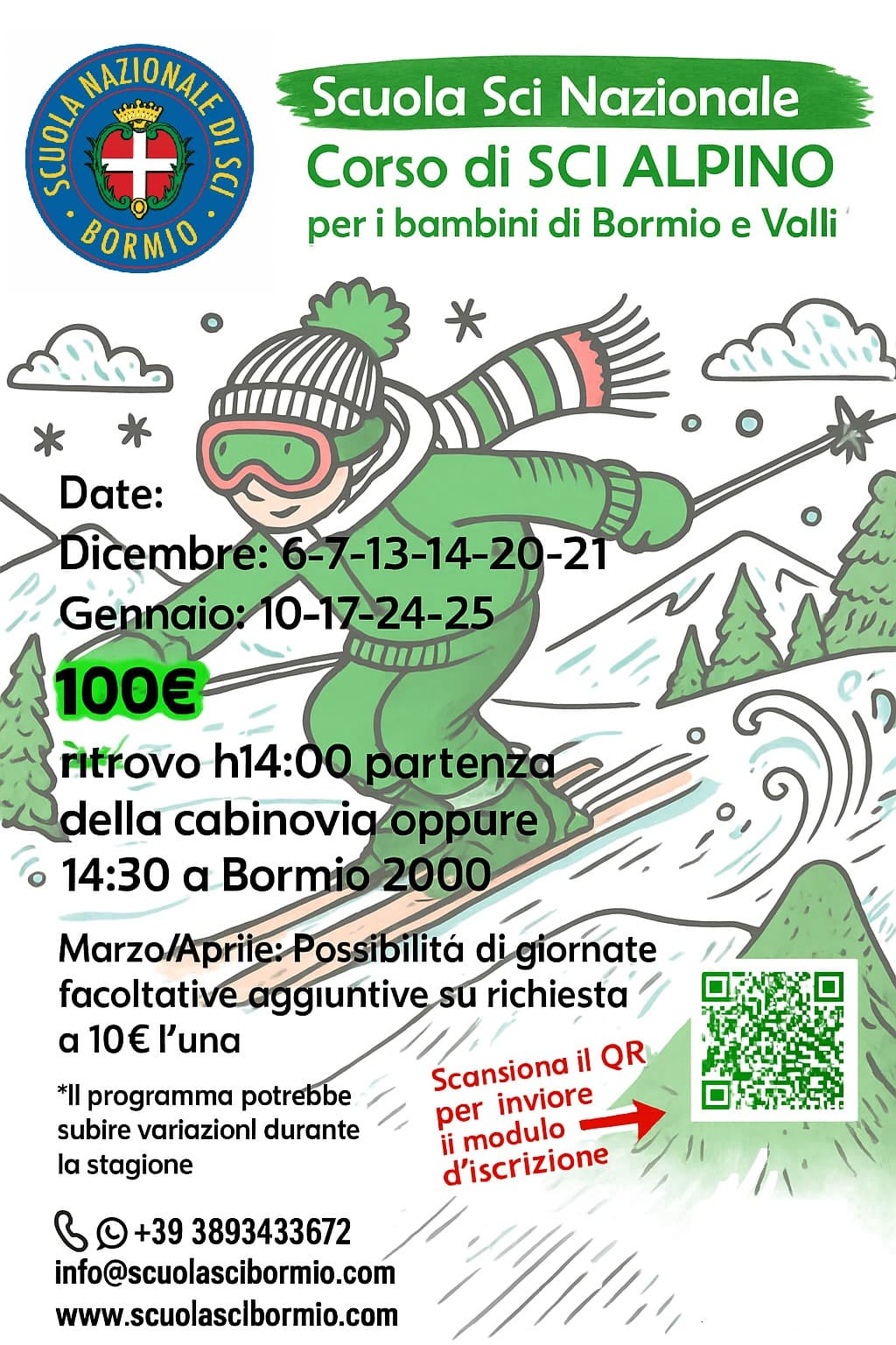 Locandina Corso Sci per Scuole Elementari 2025-2026