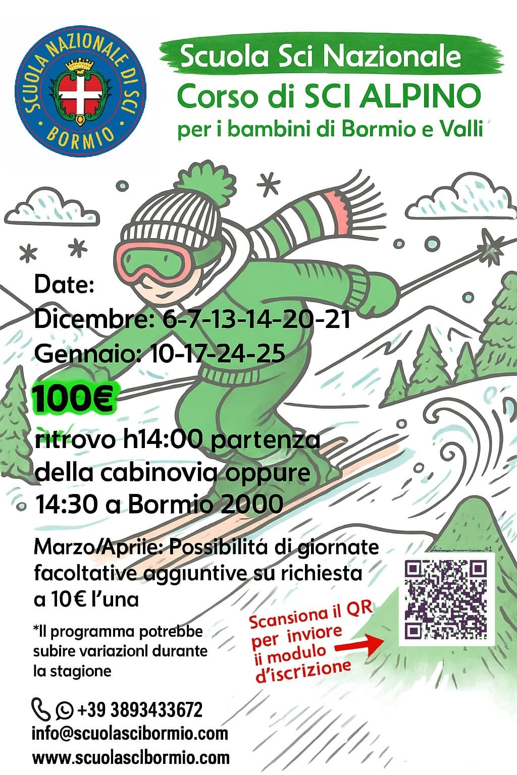 Locandina Corso Sci per Scuole Elementari 2025-2026